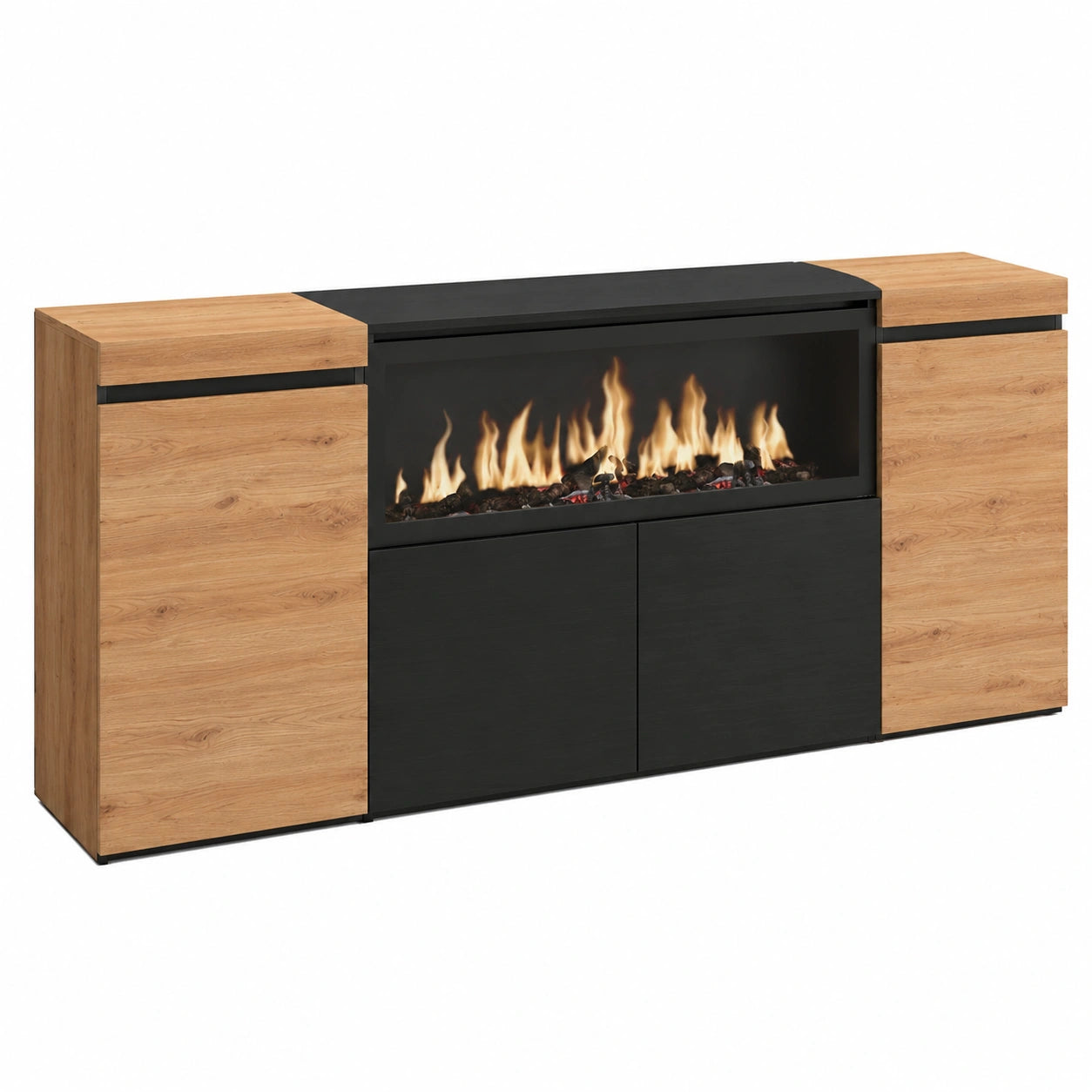 buffet-moderne-avec-cheminee-electrique-chene-et-noir-4-portes-xnkyr10717rp