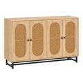 buffet-bas-boheme-4-portes-en-rotin-tresse-avec-etagere-reglable-jlqfy10706gm