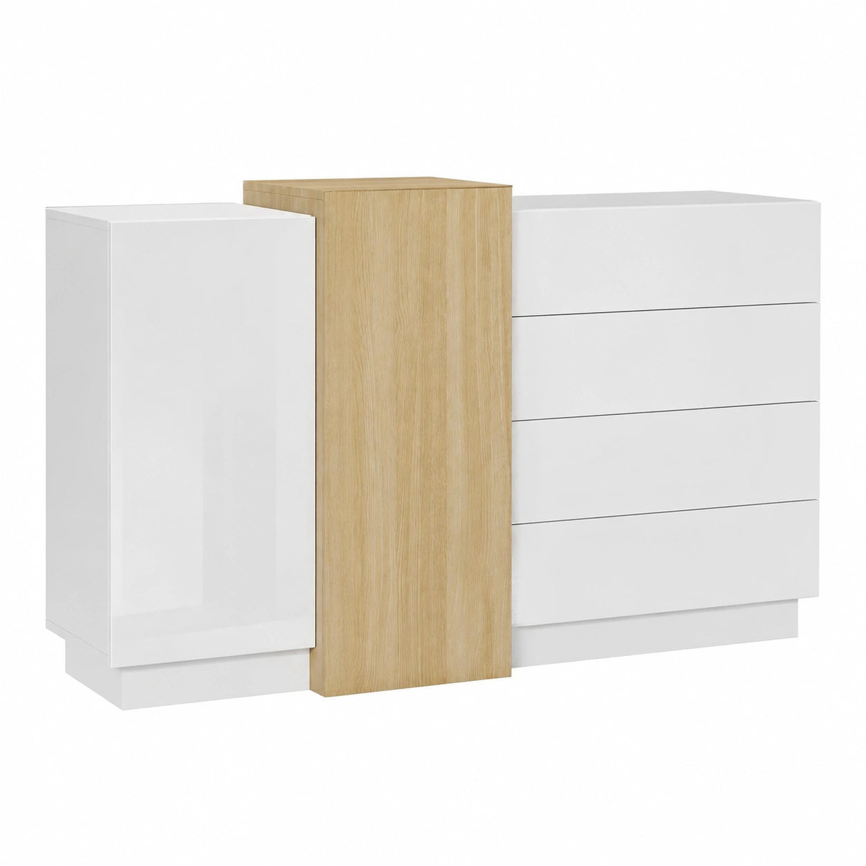 buffet-moderne-blanc-brillant-avec-rangements-multiples-zogol10723wz